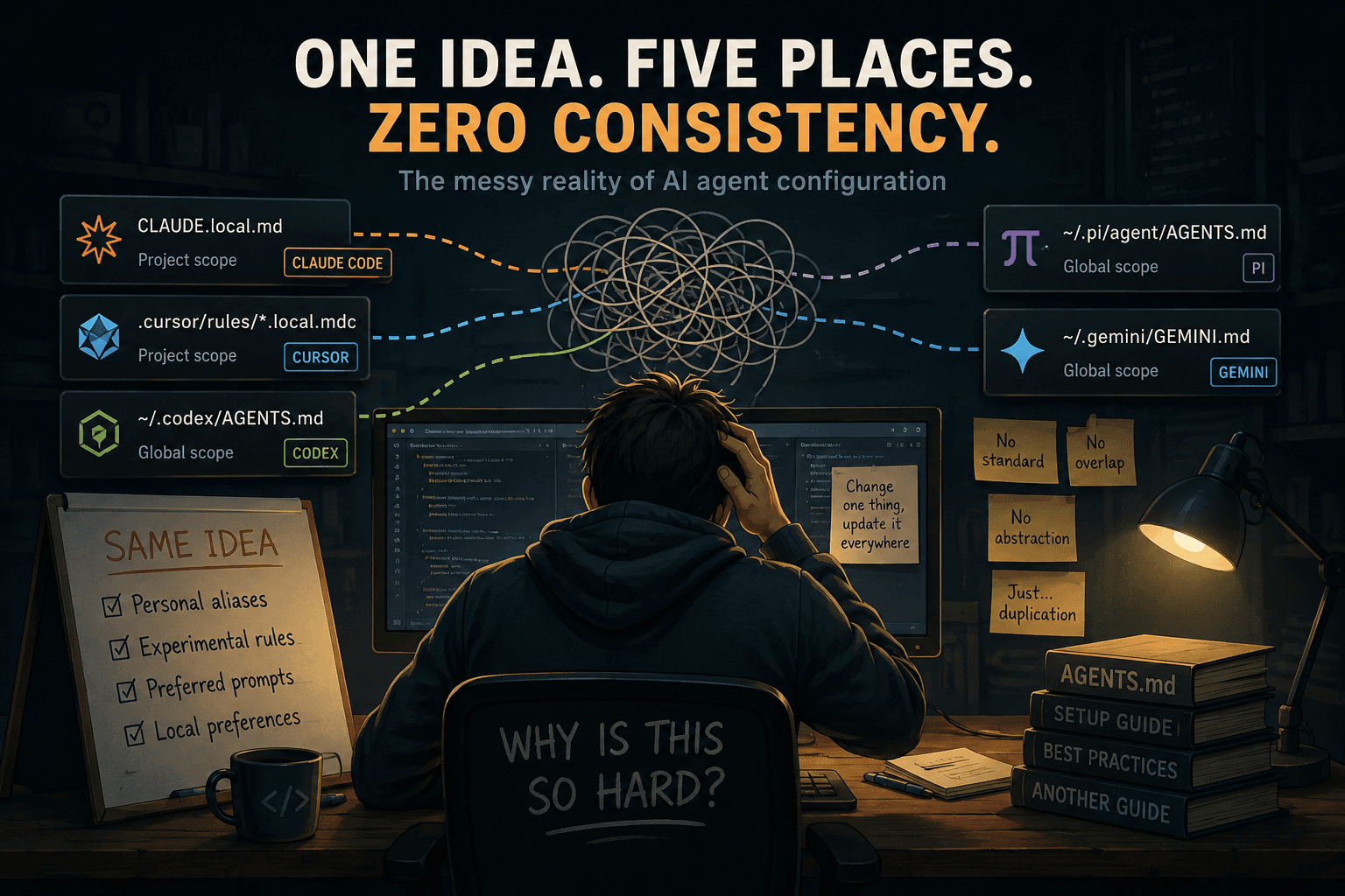 One codebase, every coding agent, no shared standard